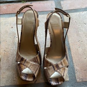 Snake skin sling back sandals